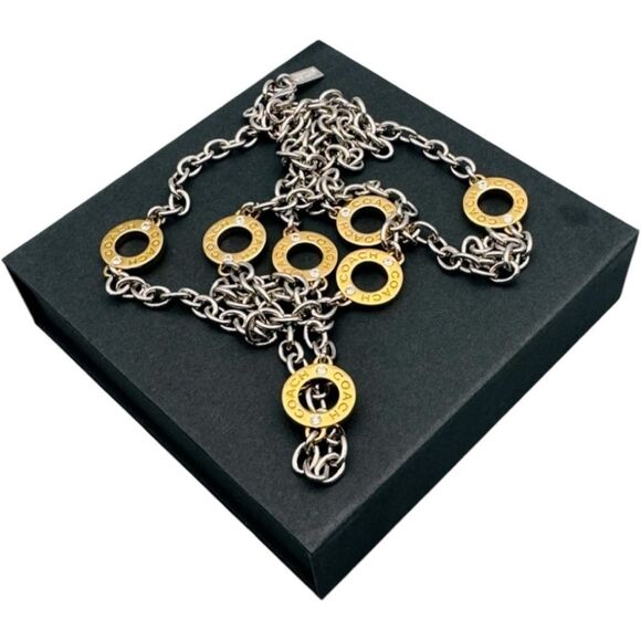 NWOT Coach Mixed Metals Rondell Necklace Silver Gold - Picture 2 of 7